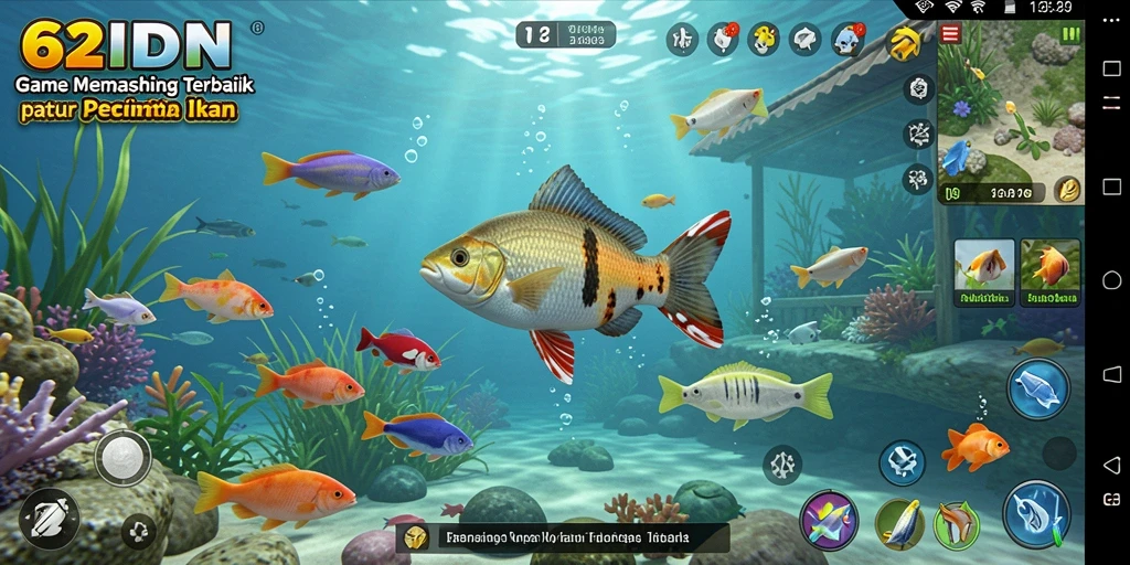 Tampilan gameplay menarik 62IDN dengan suasana memancing yang menenangkan.