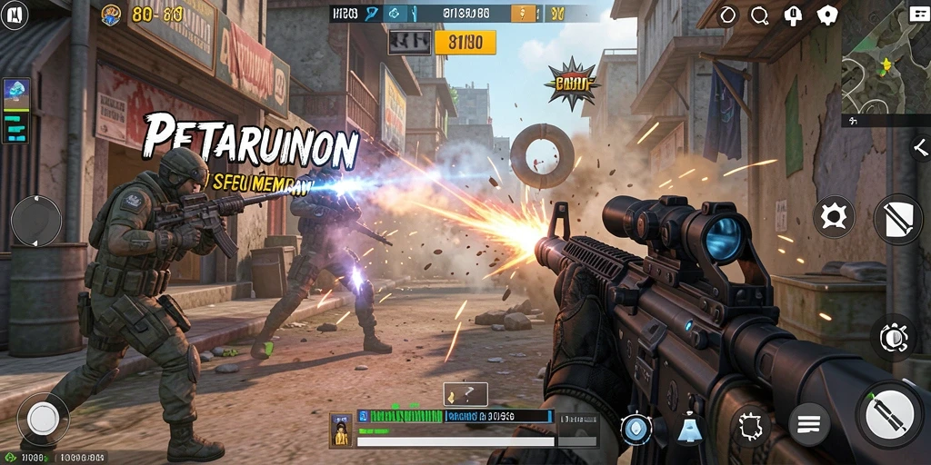 Screenshot menampilkan aksi mendebarkan dalam gameplay FPS 8180.