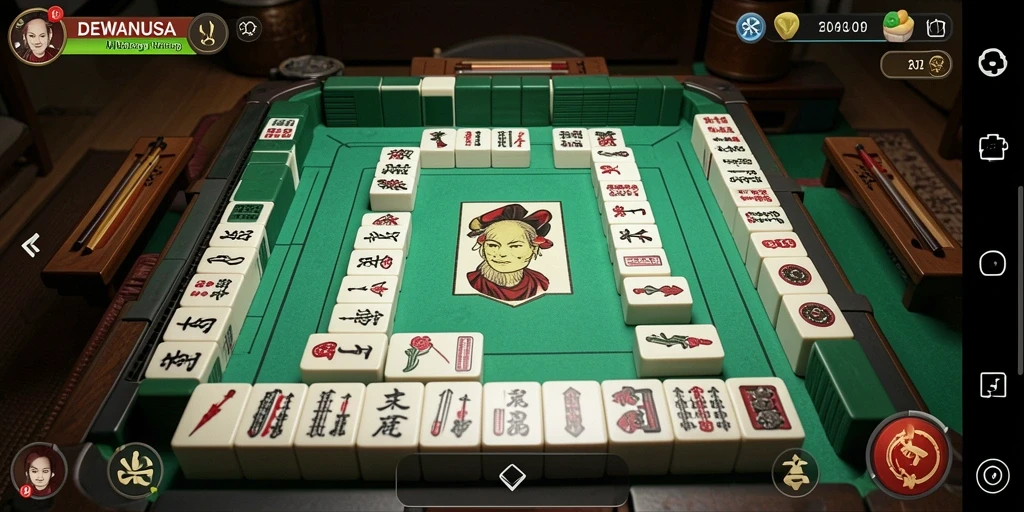 Screenshot gameplay DEWANUSA menunjukkan keseruan permainan Mahjong.