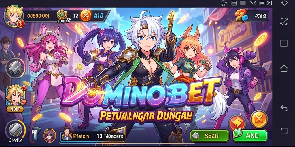 Tampilan seru gameplay DOMINOBET yang menampilkan karakter anime.