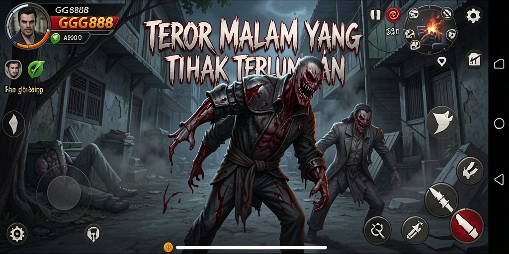 Screenshot gameplay GGG888 menampilkan suasana Horror yang menegangkan dan seram.