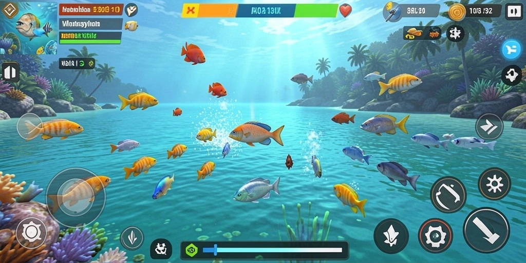 Screenshot utama H03 menampilkan aksi seru dalam Tembak Ikan.