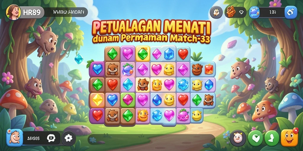 Screenshot menampilkan gameplay seru HR89 dalam aksi Match-3.