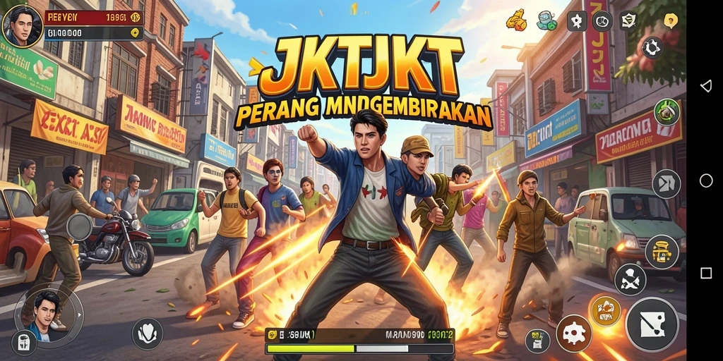 Tampilan gameplay seru di JKTJKT dengan banyak aksi.