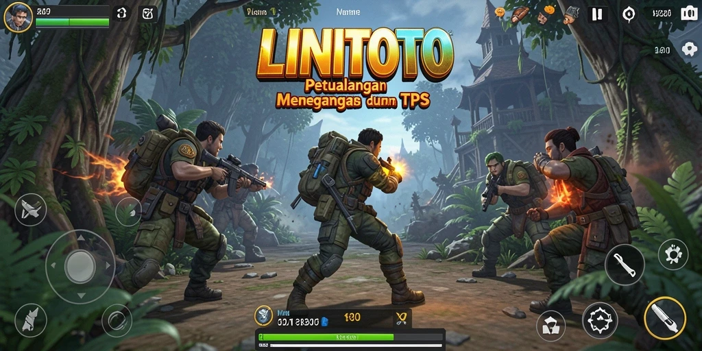 Screenshot LINITOTO menunjukkan aksi seru dalam gameplay TPS.