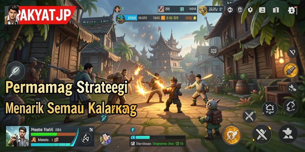 Tampilan gameplay RAKYATJP dengan pertempuran strategi yang mendebarkan.