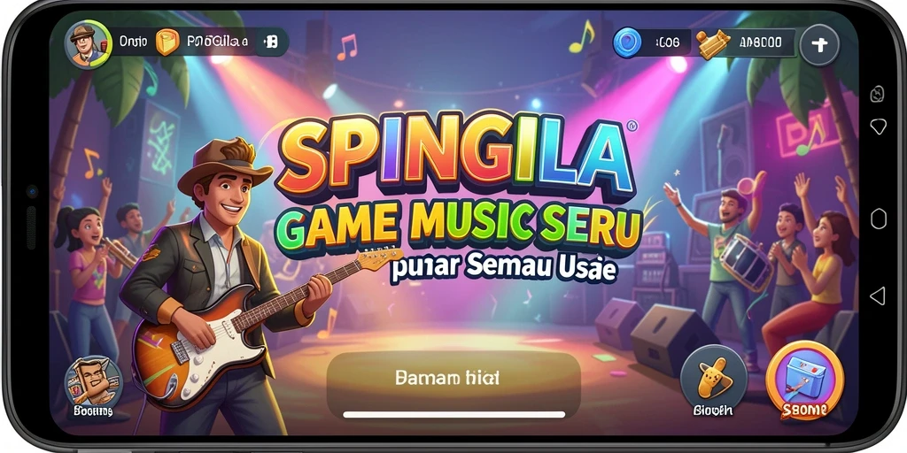 Tampilan gameplay SPINGILA menampilkan aksi musik yang seru dan interaktif.